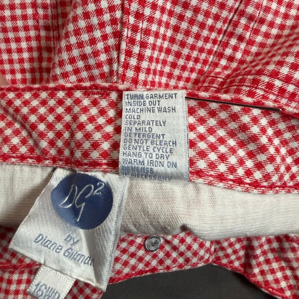 DG2 by Diane Gilman Womens 16WP Red Gingham Check Straight Leg Pants Casual - Picture 5 of 16